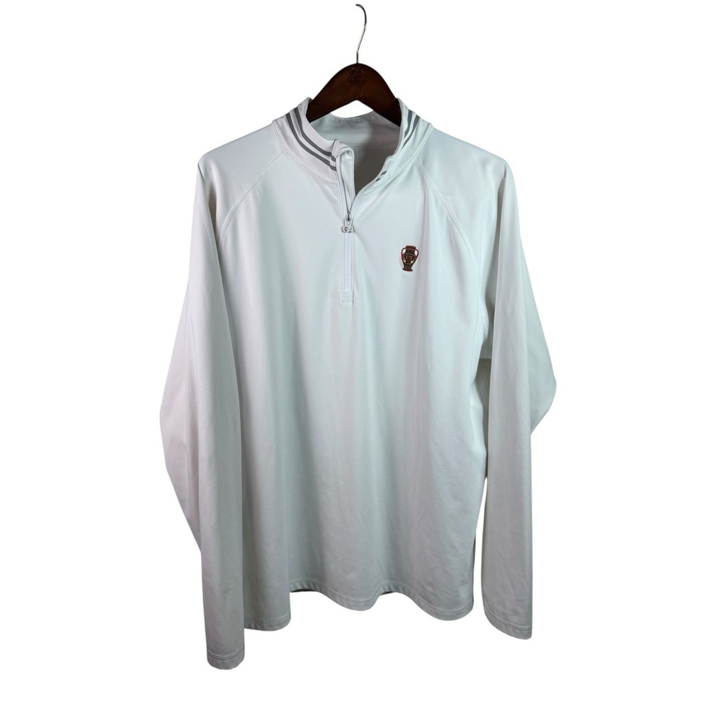 G/Fore Men's 1/4 Zip Mock Neck Long Sleeve‎ Pullover White Large Naples National
